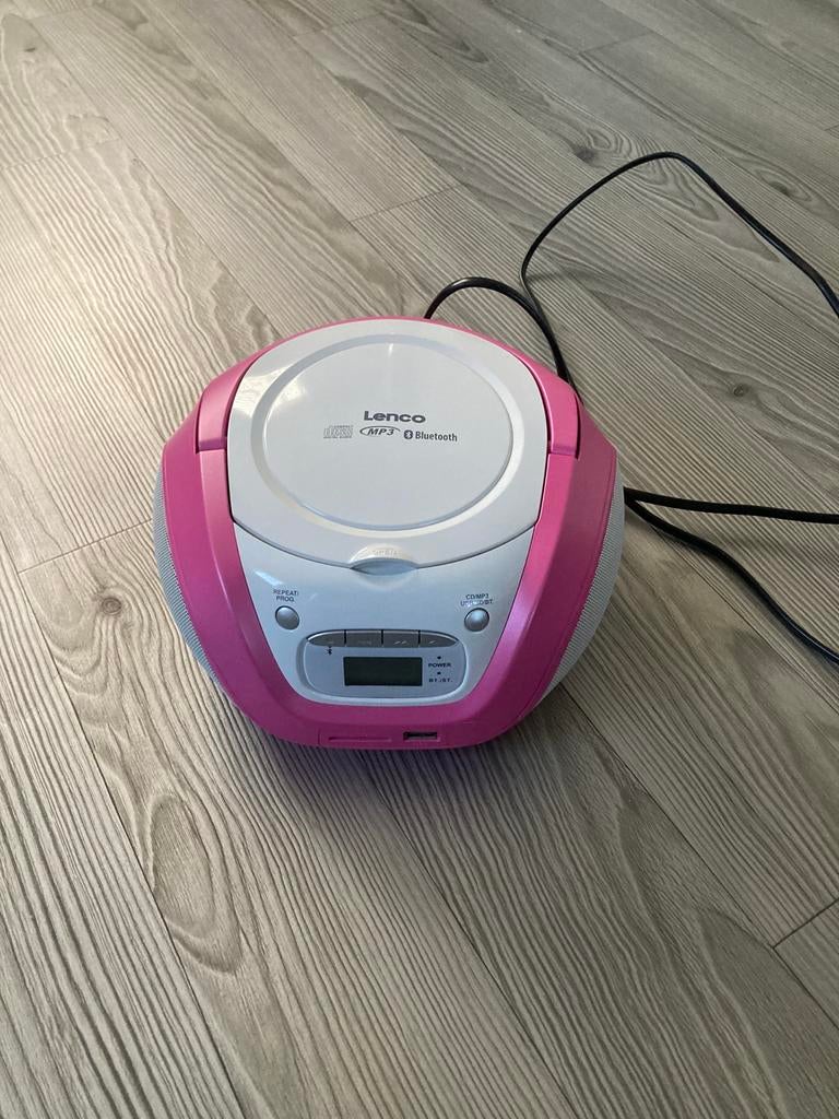 Lenco CD speler roze wit met Bluetooth, Ophalen, Zo goed als nieuw, Overige merken, Draagbaar
