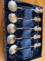 Set van 5 zilveren lepeltjes met figuurtjes, Antiek en Kunst, Antiek | Bestek, Ophalen