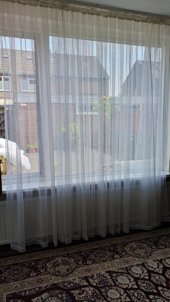 Witte glas gordijnen, Ophalen, Wit, 200 cm of meer, 200 cm of meer