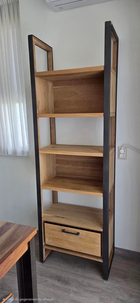 Boekenkast hout met zwart metalen details, Huis en Inrichting, Kasten | Boekenkasten, Ophalen, 25 tot 50 cm, 50 tot 100 cm, 150 tot 200 cm