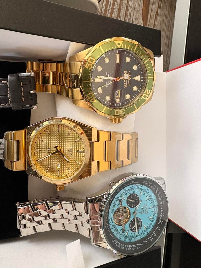 DRIE MOOIE HORLOGES(Tissot  Jaguar Invicta), Sieraden, Tassen en Uiterlijk, Horloges | Dames, Overige materialen, Polshorloge
