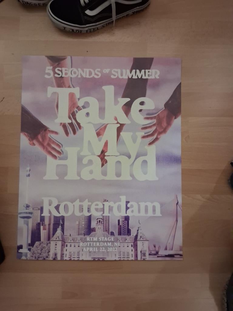 5 seconds of summer poster Rotterdam 2022 5SOS Take My Hand, Ophalen, A1 t/m A3, Muziek, Rechthoekig Staand