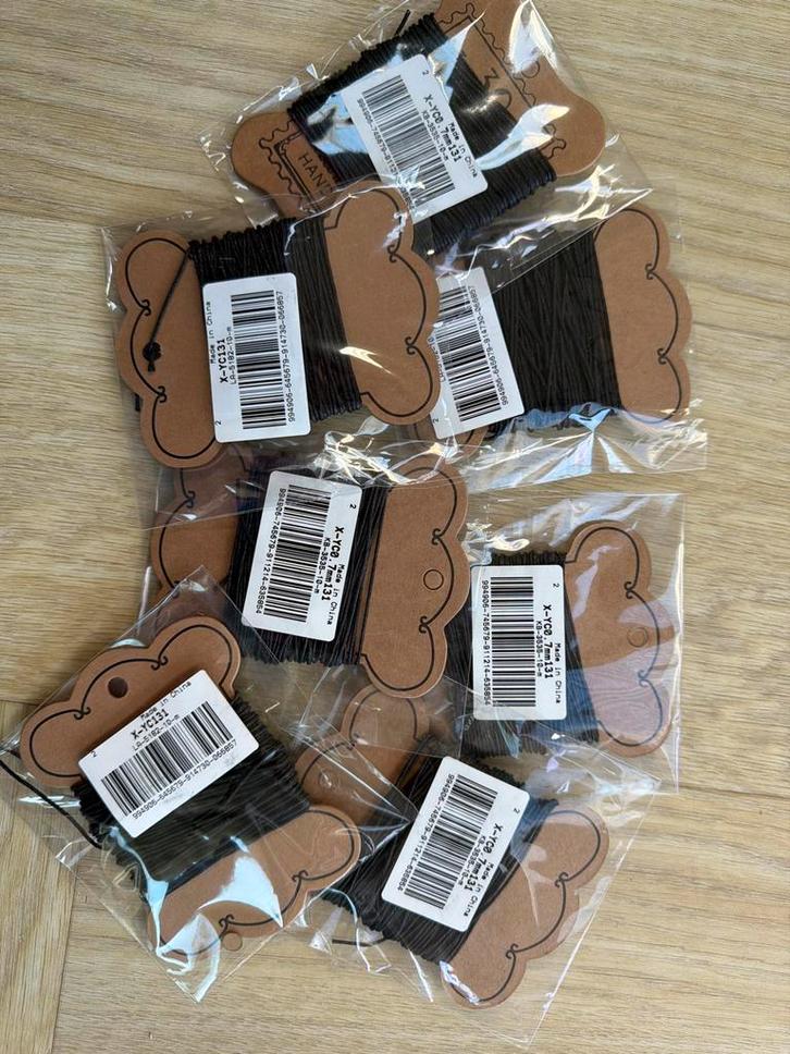 7x Waxkoord 0.7mm Zwart - Kralen benodigdheden, Hobby en Vrije tijd, Kralen en Sieraden maken, Nieuw, Draad, Ophalen of Verzenden