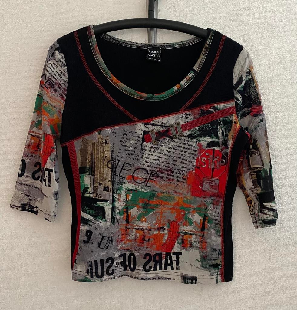 PAUSE CAFÉ vrolijke top..mt:42, Kleding | Dames, B, Zwart, Maat 42/44 (L), Ophalen of Verzenden