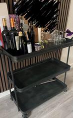 Zwart bakkerskarretje / drankkar op wielen, Huis en Inrichting, Ophalen, Gebruikt