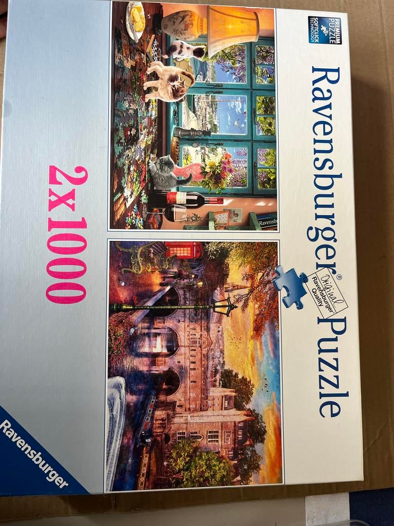 Ravensburger Puzzel 2x1000 stukjes, Ophalen of Verzenden, 500 t/m 1500 stukjes, Gebruikt, Legpuzzel
