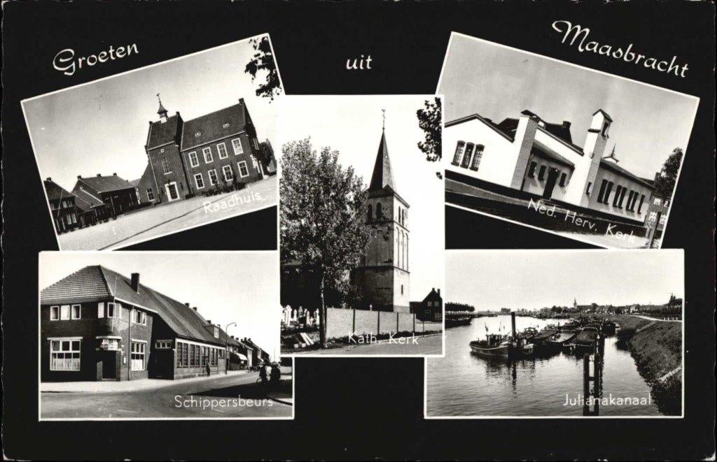 Maasbracht (L) Groeten uit 5-vensterkaart 1965., Verzenden, 1960 tot 1980, Ongelopen, Limburg