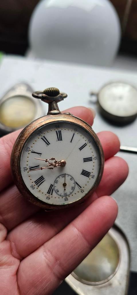Antiek Zakhorloge "Remontoir Cylindre 6 Rubis", Overige merken, Zakhorloge, Ophalen of Verzenden, Voor 1900