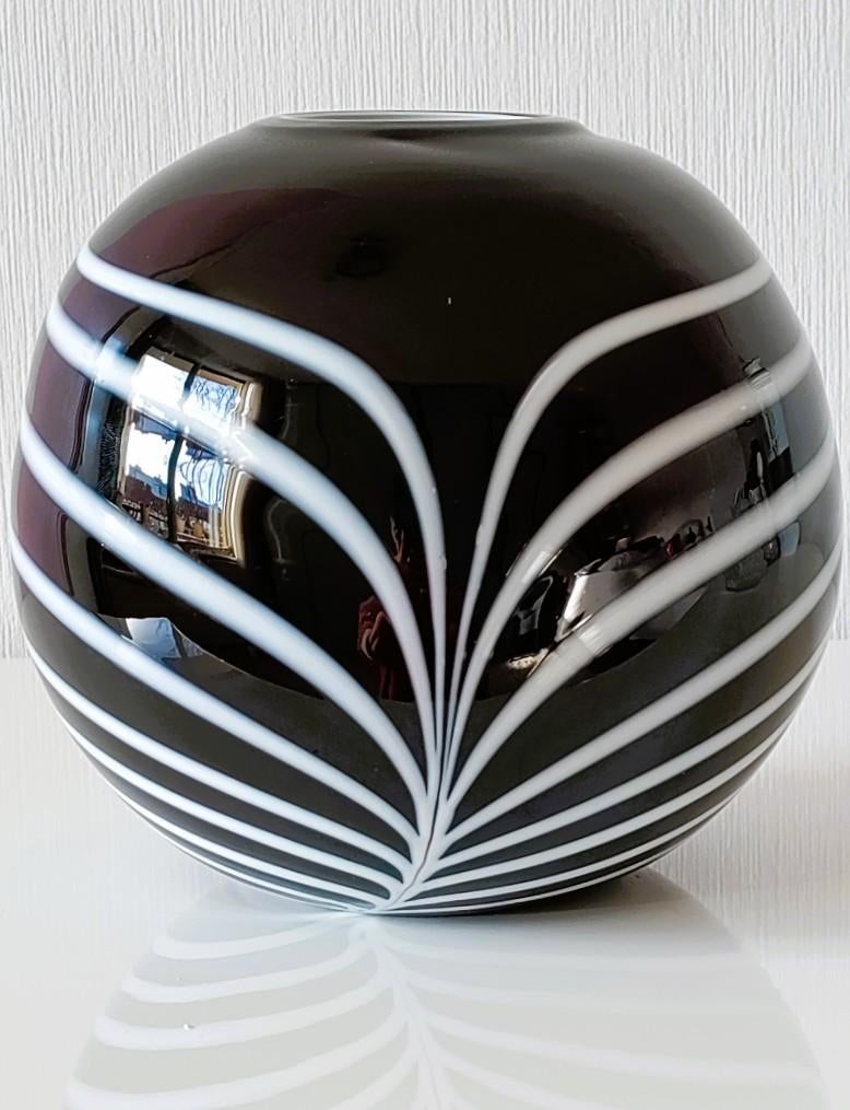 Vintage MURANO handgeblazen vaas met 'zebra'-patroon, Antiek en Kunst, Ophalen of Verzenden