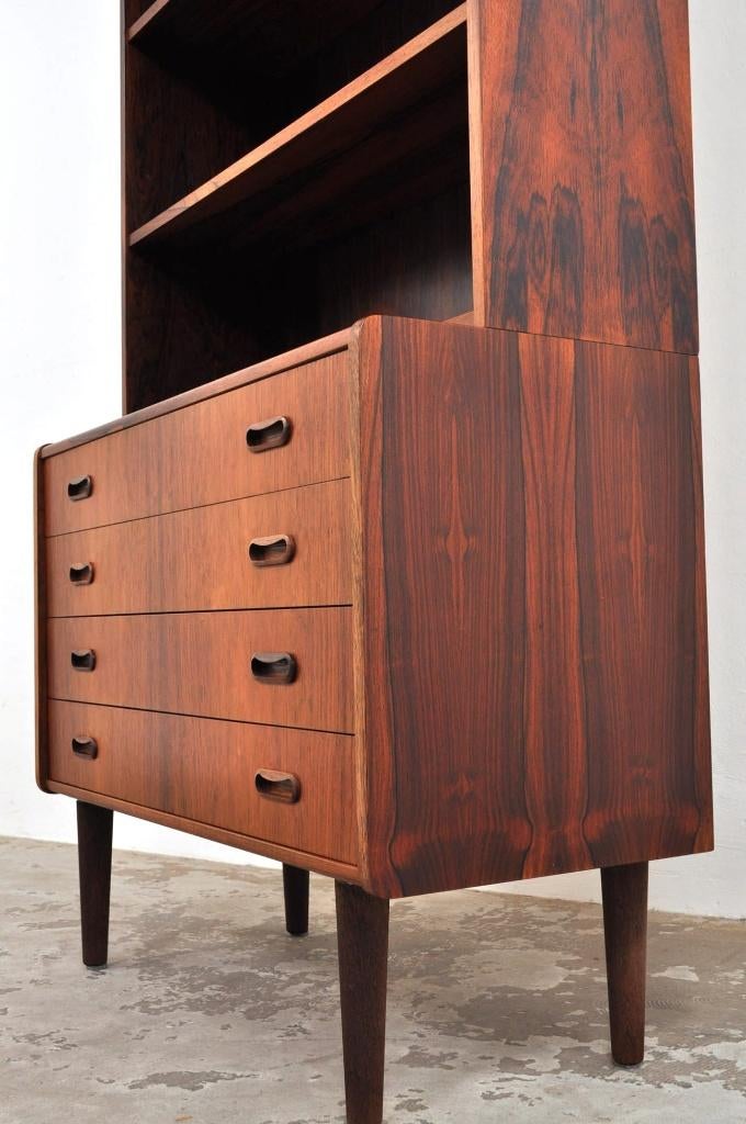 Vintage palissander boekenkast ladekast kast Deens jaren 60, Gebruikt, 3 of 4 laden, 150 tot 200 cm, 25 tot 50 cm