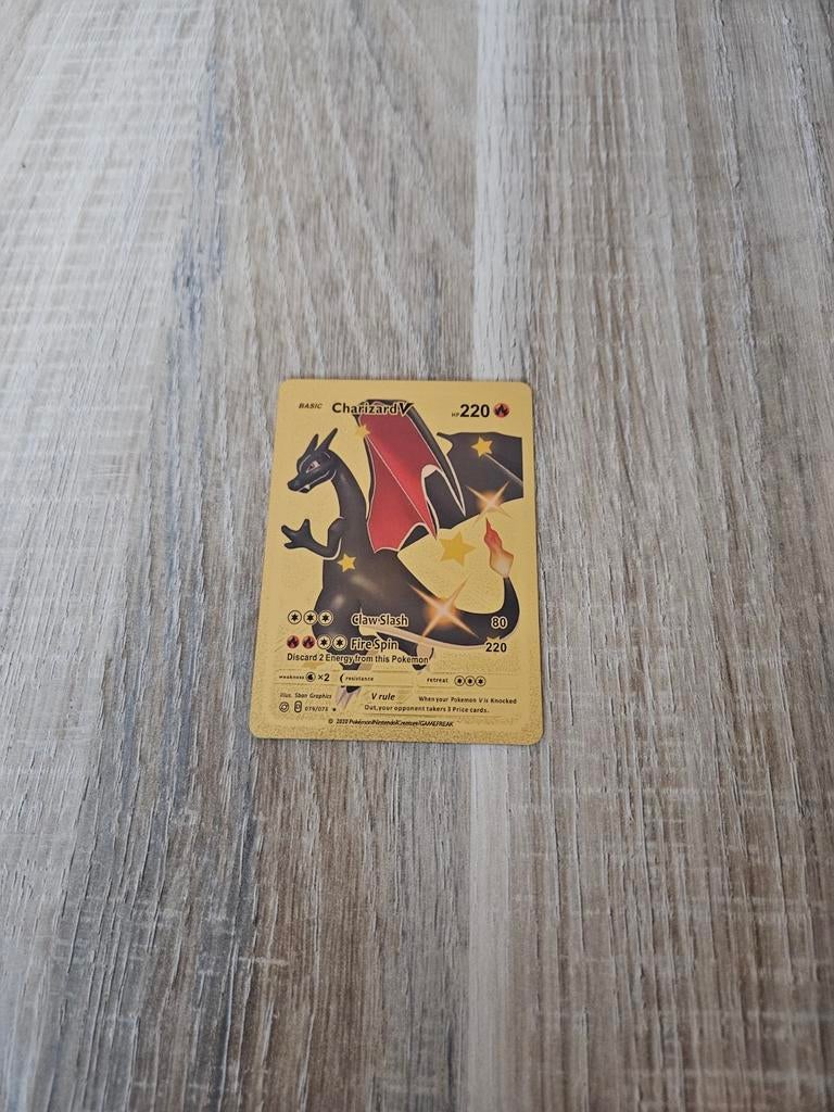 Charizard V Gold metal pokemon card, Ophalen of Verzenden, Nieuw