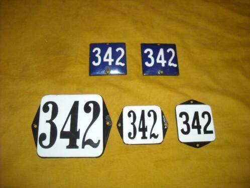 oud emaille huisnummer 342 ook 343 344 345 346 347 348 349 7, Antiek en Kunst, Ophalen of Verzenden