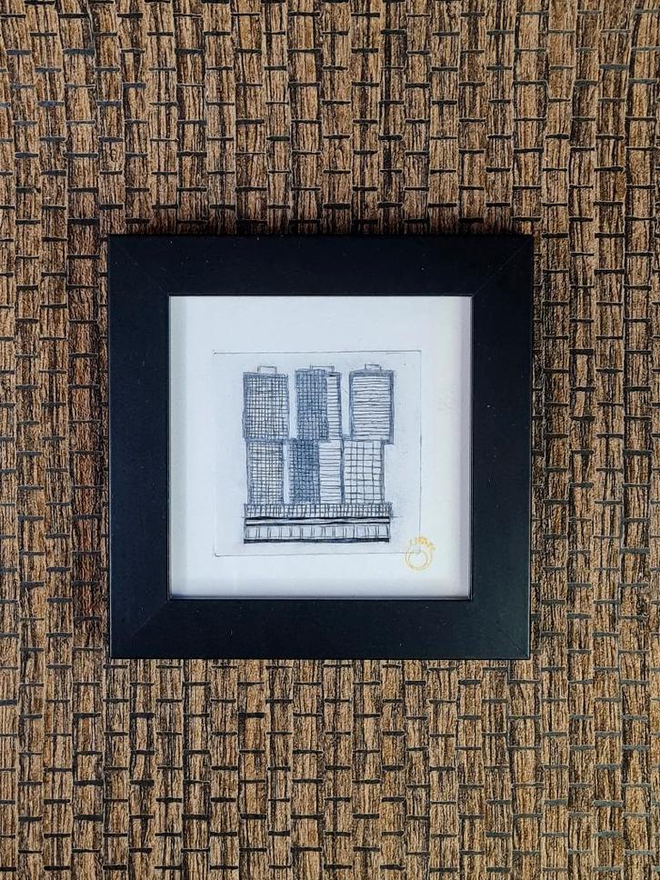 Ets De Rotterdam, Rotterdam 10x10 cm, Huis en Inrichting, Woonaccessoires | Schilderijen, Tekeningen en Foto's, Nieuw, Print, Minder dan 50 cm