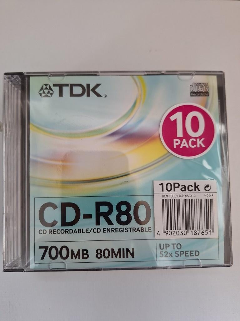 TDK CD-R80 CD recordable pak van 10 700 mb - 80 min, Ophalen of Verzenden, Nieuw, Cd