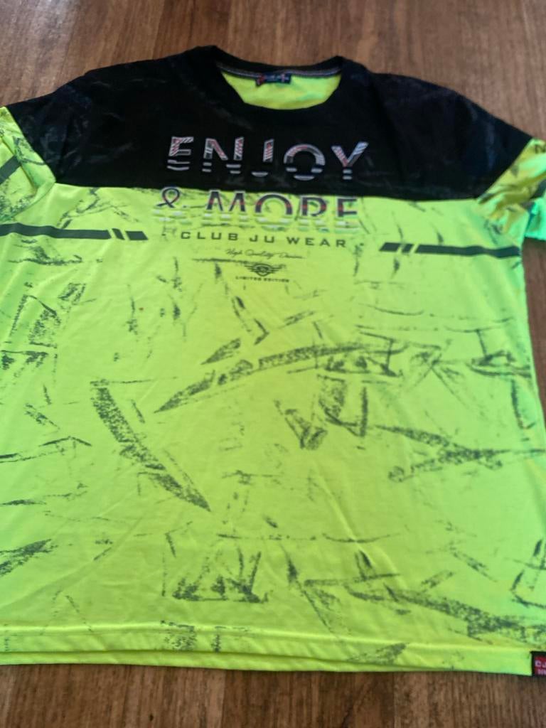 Club Ju Wear T-shirt 5XL - Zwart/Neon Geel valt kleiner, Ophalen of Verzenden, Zo goed als nieuw, Overige maten, Zwart