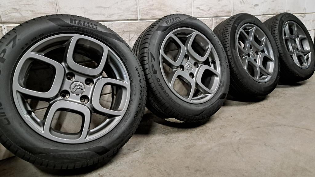 Antraciete velgen C4 Cactus DS3 C3 Berlingo 208 205/55/16, Auto-onderdelen, Banden en Velgen, Gebruikt, 16 inch, Banden en Velgen