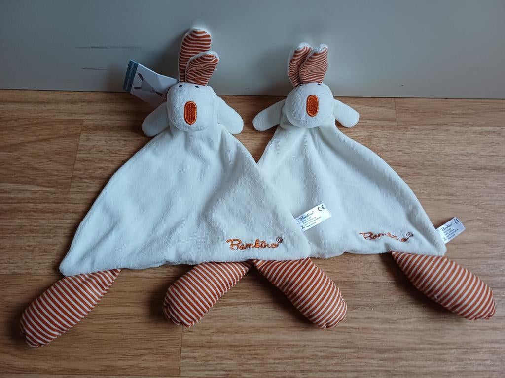 Bambino knuffeldoekje konijn kruidvat wit bruin, Ophalen of Verzenden, Zo goed als nieuw, Konijn
