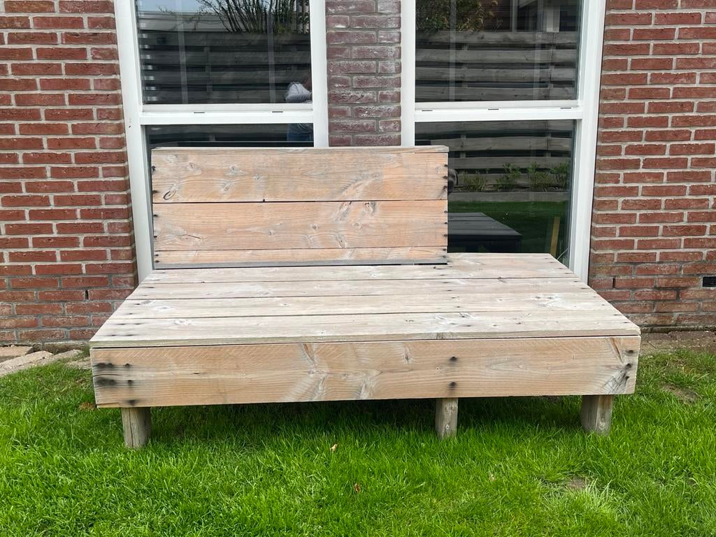 Steiger houten lounge bank/ tuin bank, Tuin en Terras, Ophalen, Gebruikt, Hout