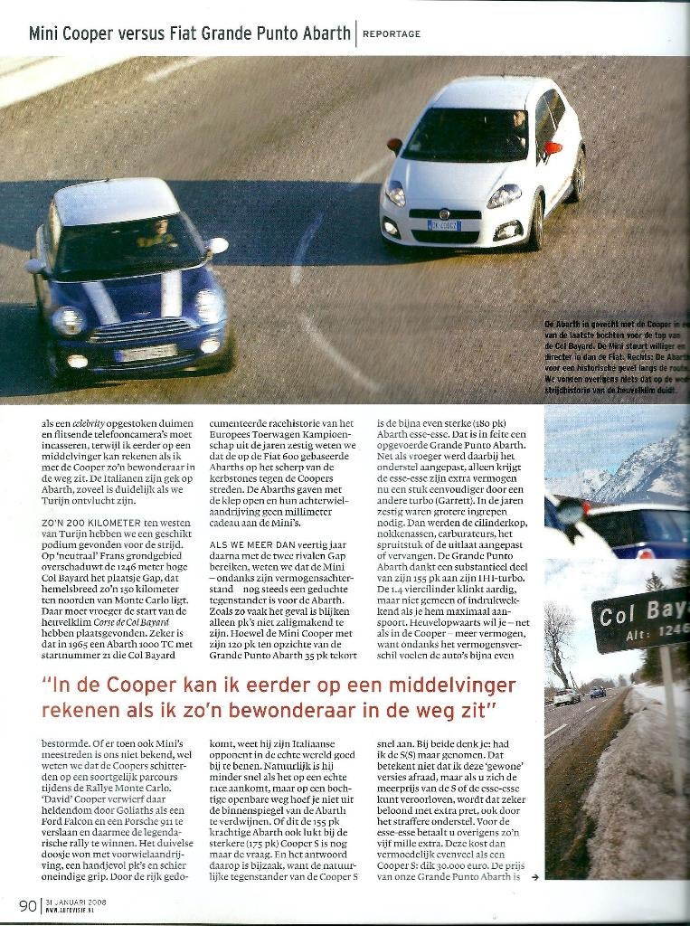 Autovisie Fiat Punto Abarth versus Mini Cooper, Ophalen of Verzenden, Gelezen, Overige merken