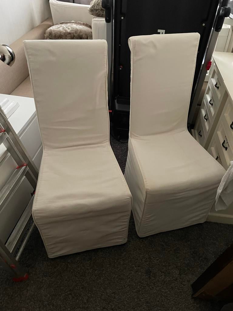 2 Riviera Maison stoelen met hoezen, Gebruikt, Twee, Wit, Ophalen of Verzenden