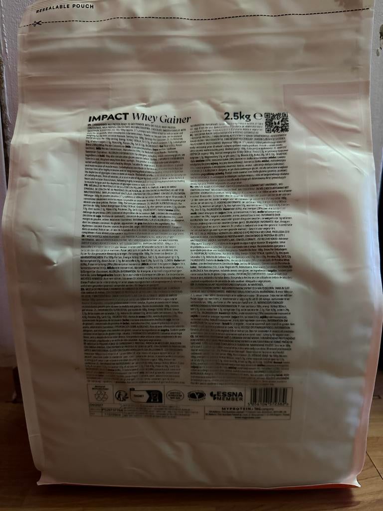 Myprotein Impact Whey Gainer 2.5kg Chocolade Smooth, Ophalen, Nieuw, Overige typen