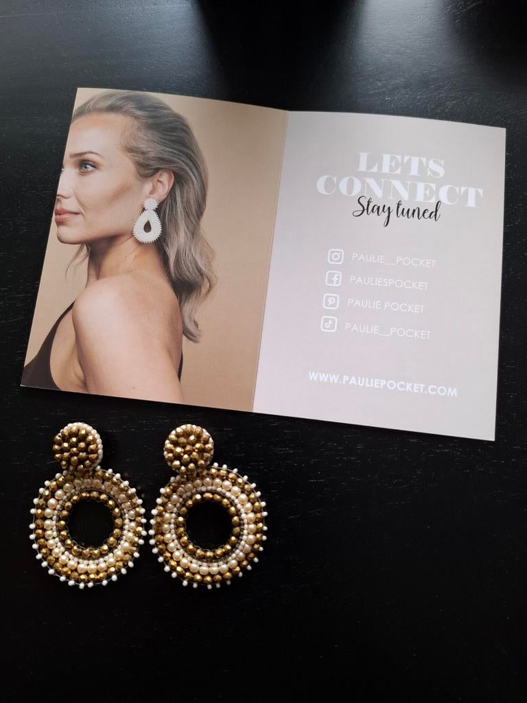 Paulie Pocket oorbellen, Sieraden, Tassen en Uiterlijk, Oorbellen, Ophalen of Verzenden, Nieuw, Beige, Overige materialen