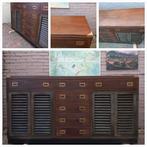 Uniek sleets dressoir, messing handgrepen., Ophalen, 150 tot 200 cm, Vintage, Zo goed als nieuw