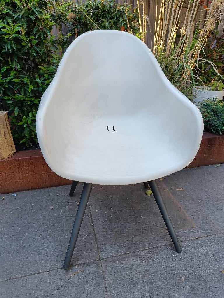 6 witte tuin kuipstoelen, Tuin en Terras, Ophalen, Gebruikt, Kunststof, Stapelbaar