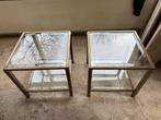 2x Bronzen Salontafels met Glasplaten - 50x50x50cm, Ophalen, 50 tot 100 cm, 50 tot 75 cm, Vierkant