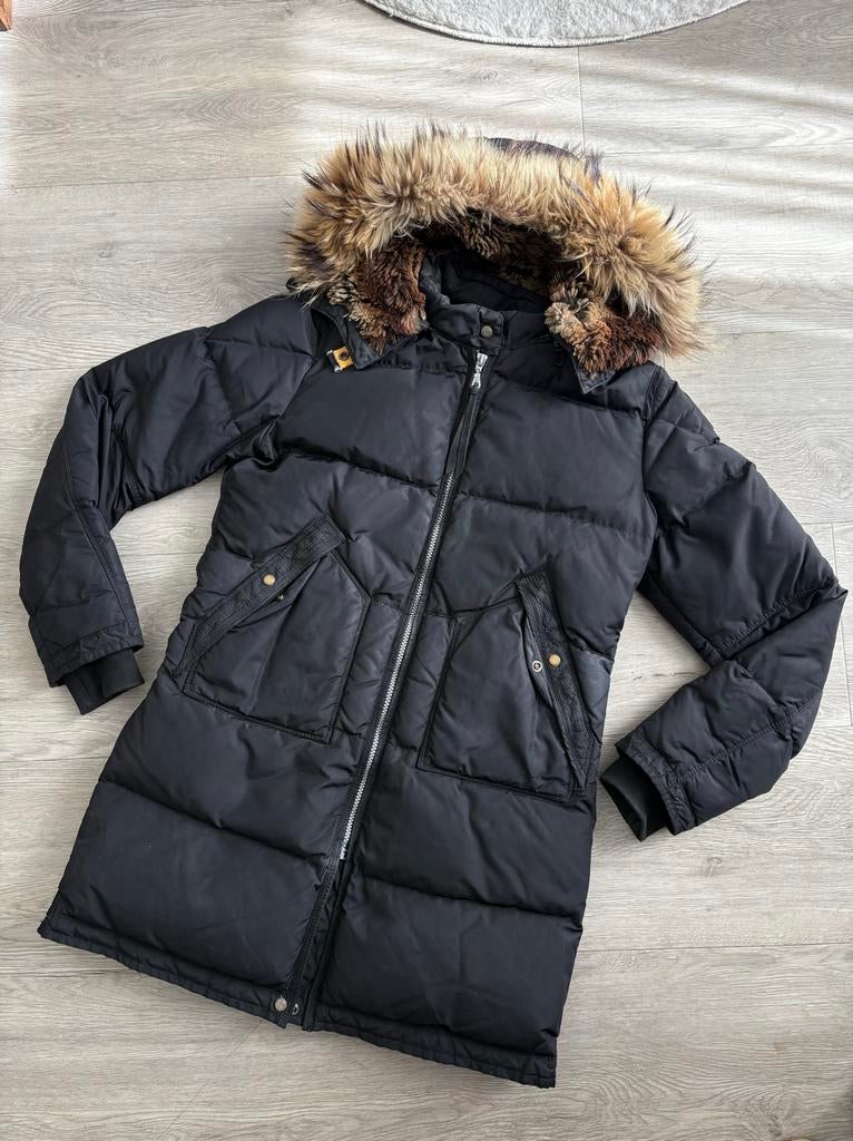 Parajumpers jas met bontkraag, Kleding | Dames, Jassen | Winter, Ophalen of Verzenden, Gedragen, Maat 36 (S), Zwart