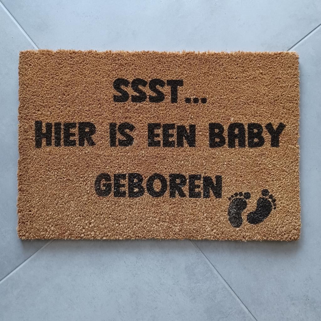 Ssst Hier is een Baby Geboren Kokos Deurmat, Ophalen of Verzenden, Nieuw