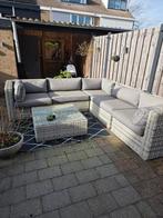 Ruime Wicker Loungeset met Kussens en Salontafel, Gebruikt, Ophalen of Verzenden, Loungeset, Wicker