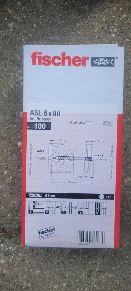 Fischer afstandsschroeven 6x80, 2 dozen, Ophalen, Nieuw, 50 tot 100 mm, Schroeven