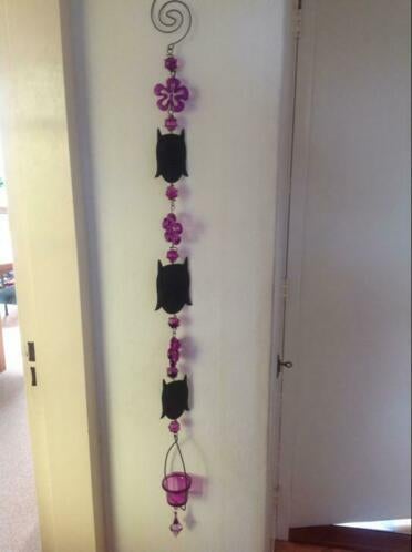 Nieuwe wandhanger,raamhanger,metaal uil zwart met paars, Ophalen of Verzenden, Nieuw, Metaal