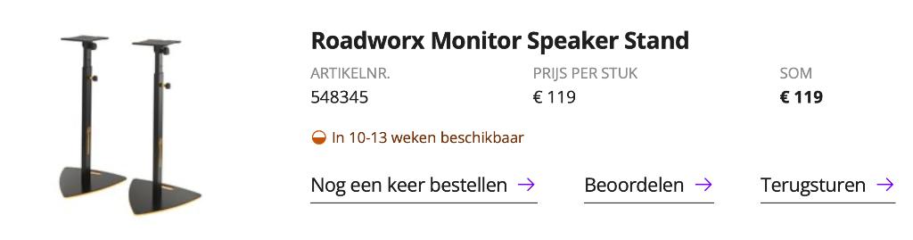 Roadworx Monitor Speaker Stand, Muziek en Instrumenten, Ophalen, Nieuw, Instrumentstandaard, Speaker