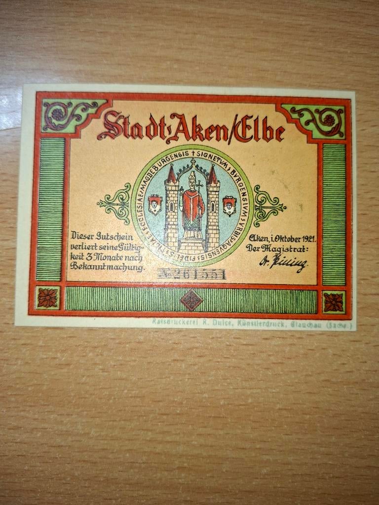 Duits Notgeld Aken Noodgeld, Postzegels en Munten, Bankbiljetten | Europa | Niet-Eurobiljetten, Ophalen of Verzenden, Duitsland