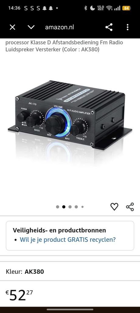 Audio versterker AK380, Ophalen of Verzenden