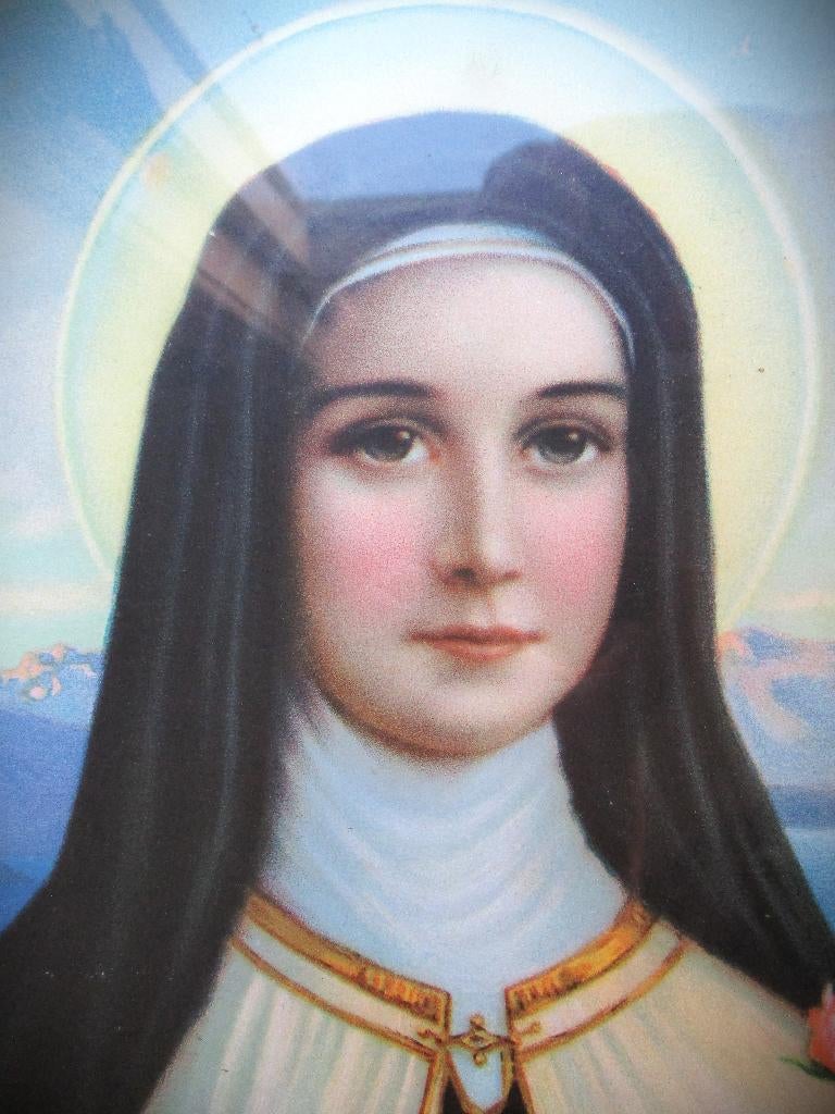 Theresia van Lisieux~Heilige Theresia~Prent in lijst~Oude, Ophalen of Verzenden