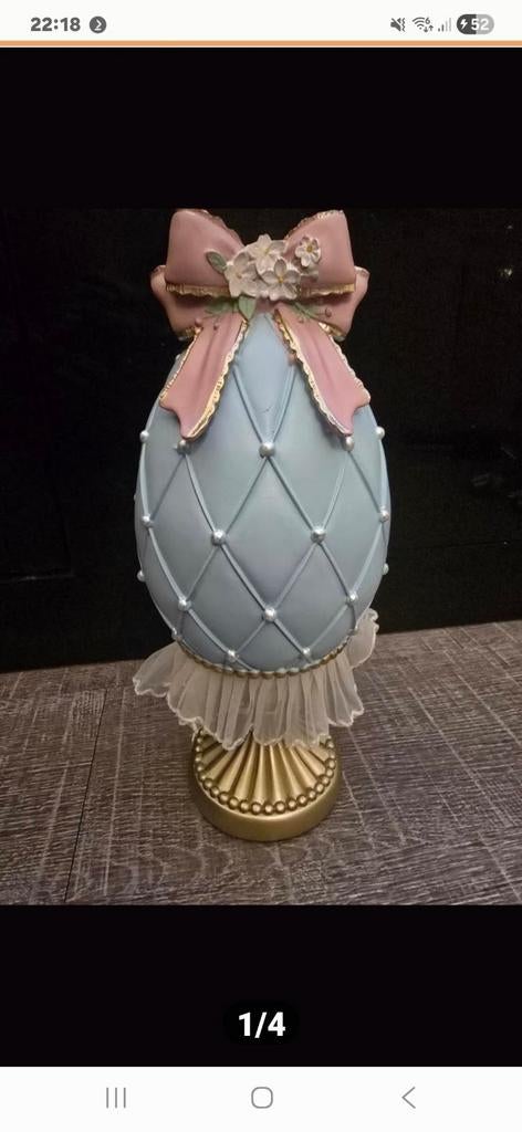 Prachtig decoratief ei met een blauwe kleur, Ophalen of Verzenden