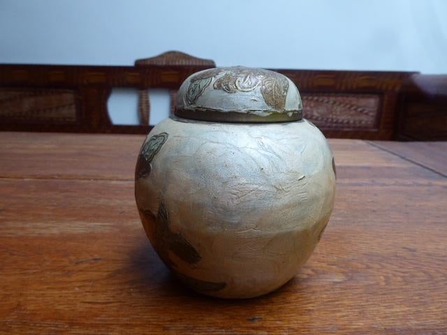 Vintage emaille op koper deksel pot, Antiek en Kunst, Antiek | Emaille, Ophalen of Verzenden