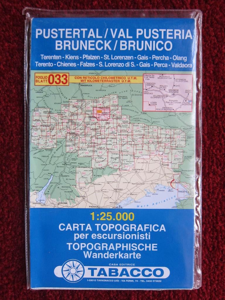 Tabacco Wanderkarte 033 Pustertal - Bruneck, 2008, Boeken, Atlassen en Landkaarten, Verzenden, 2000 tot heden, Italië, Landkaart