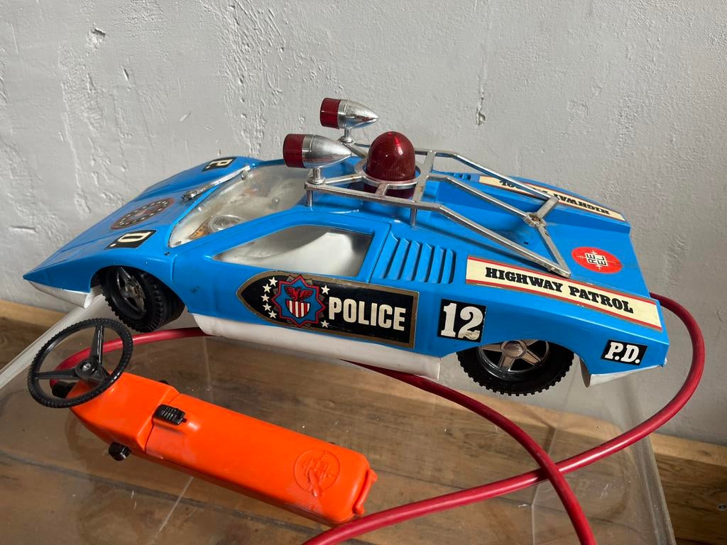 Grote vintage Police auto met besturing, Ophalen of Verzenden, Zo goed als nieuw, Auto