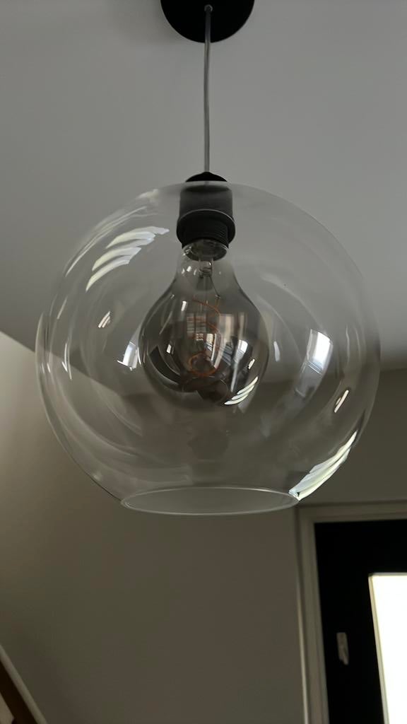 Glazen lampenkap, Huis en Inrichting, Lampen | Lampenkappen, Ophalen, Zo goed als nieuw, Rond, Minder dan 25 cm