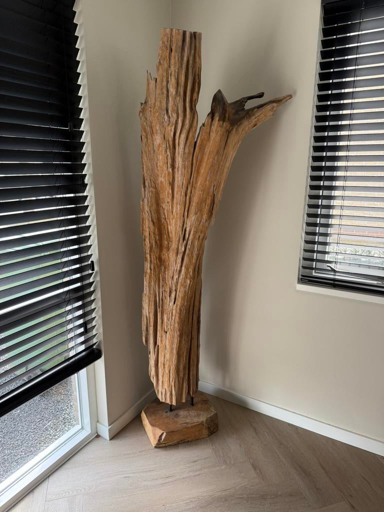 Houten ornament teak 190cm hoog, Huis en Inrichting, Woonaccessoires | Overige, Ophalen, Zo goed als nieuw