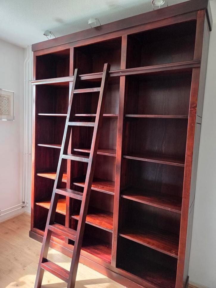 Antiek eiken boekenkast, Huis en Inrichting, Kasten | Boekenkasten, Gebruikt, 200 cm of meer, 25 tot 50 cm, Ophalen