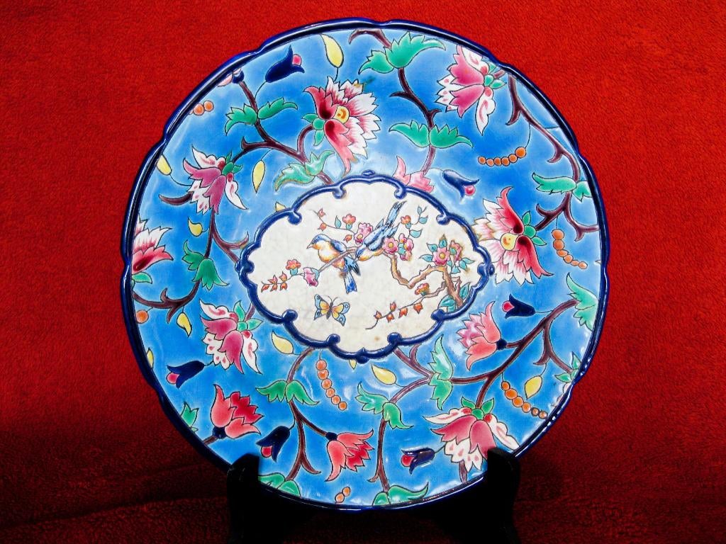 Prachtige diep bord QR Emaux de Longwy., Ophalen