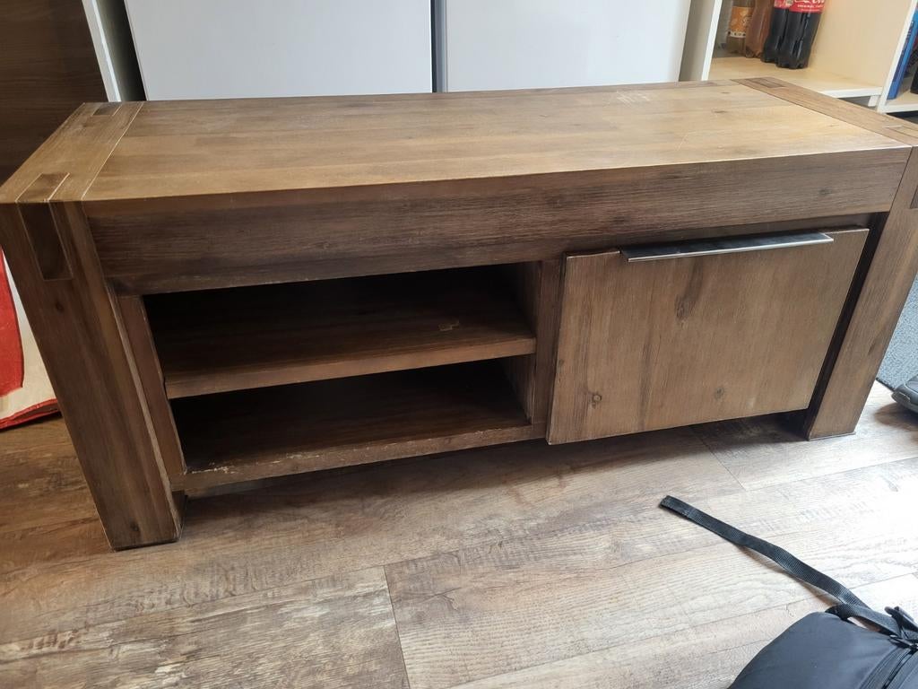 Stevig houten TV meubel met opbergruimte, Huis en Inrichting, Kasten | Televisiemeubels, Ophalen, 100 tot 150 cm, Minder dan 100 cm