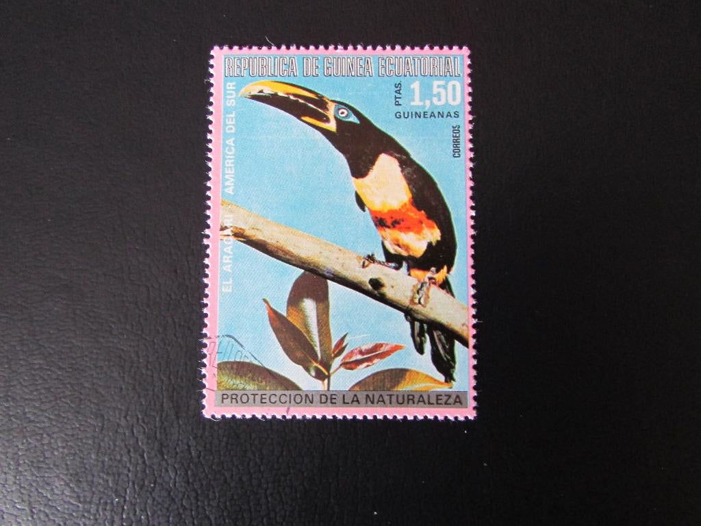Postzegel Vogel: Smaragd-Arassari uit Equatoriaal-Guinea, Postzegels en Munten, Ophalen of Verzenden, Gestempeld, Dier of Natuur