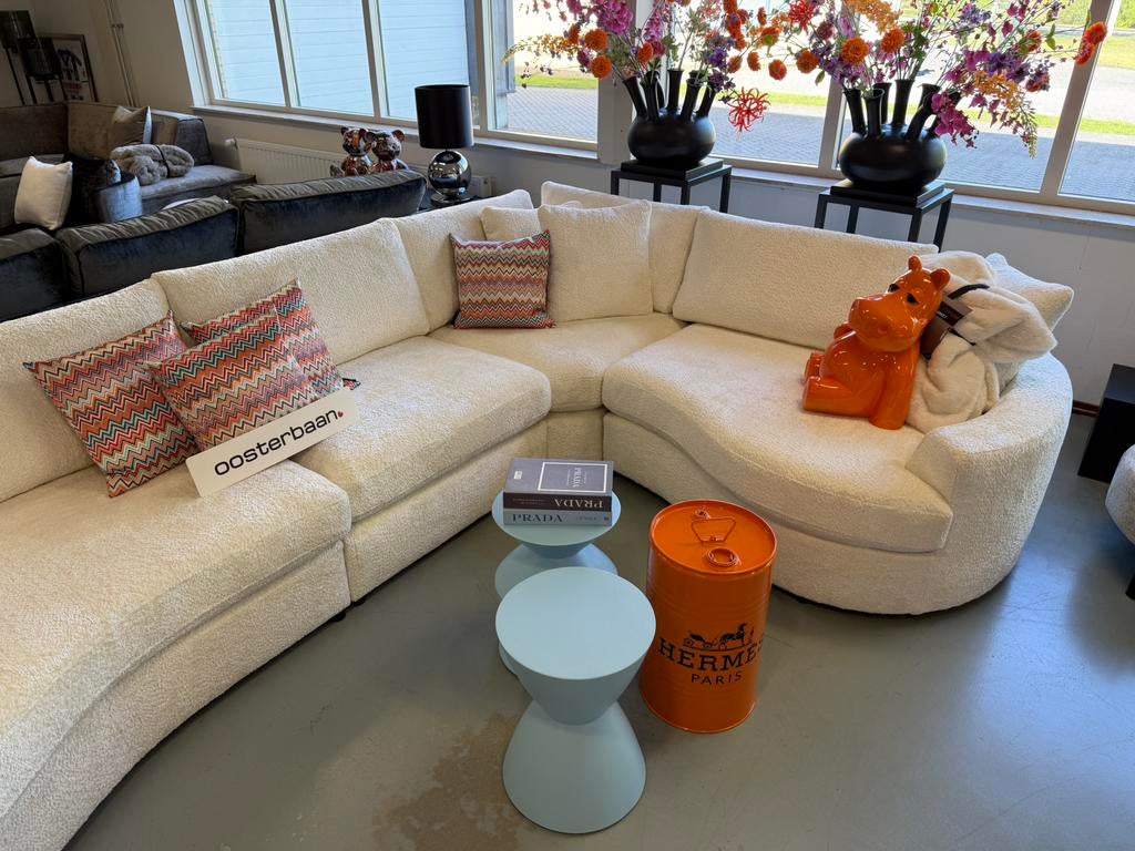 Luxe Velvet Teddy Hoekbank Jacco 390x240cm Wit NIEUW Japandi, Info@oosterbaanwonen.nl, Venus 31 8448CE Heerenveen, Hoekbank, Oosterbaan Wonen