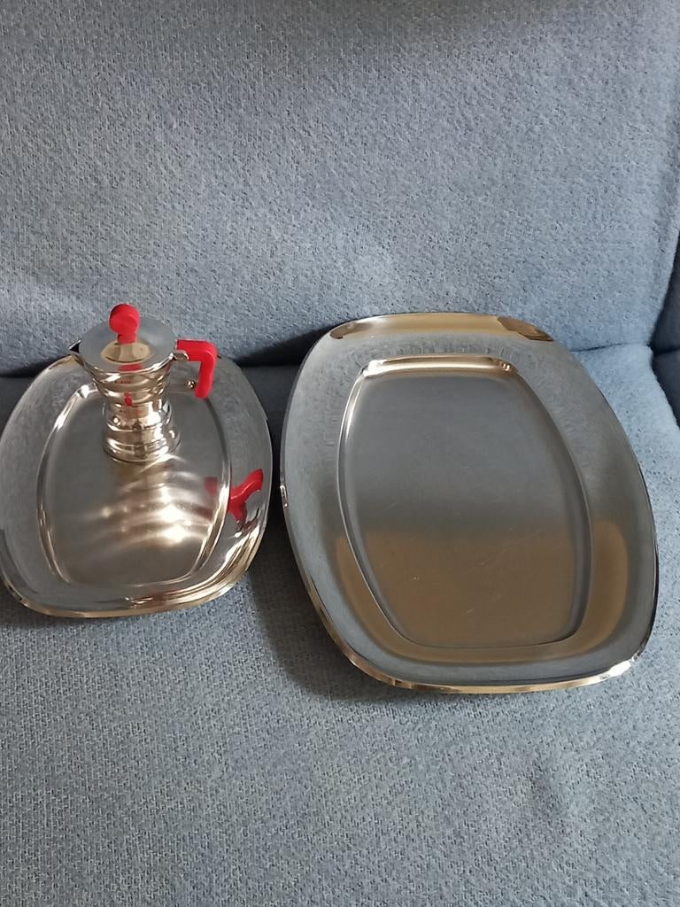 Alessi espresso potje platte rvs schalen Alessandro Mendini, Ophalen of Verzenden